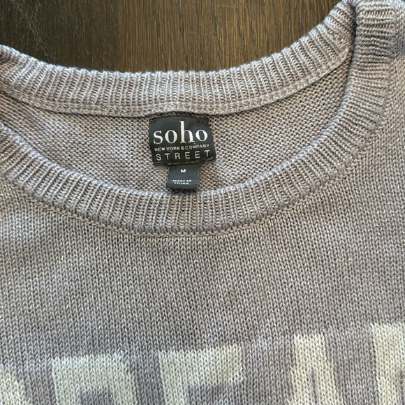 🟣 SOHO STREET NY&CO OPEN SHOULDER DREAM SWEATER SIZE MEDIUM - Picture 4 of 5